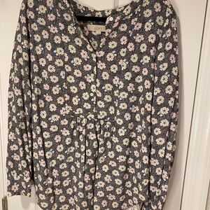 LOFT Floral Women's Top - Black and Pink